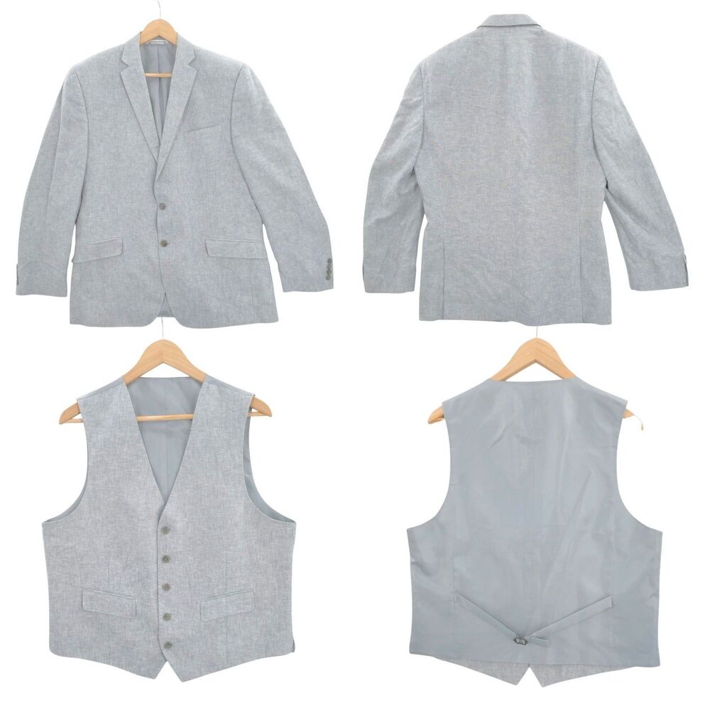 Michael By Michael Kors 42R Linen Blend Gray Sport Coat Vest Preppy Heritage